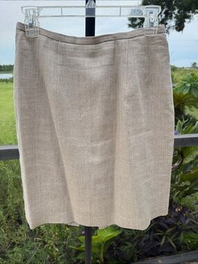 Classic Beige Linen  Pencil Skirt